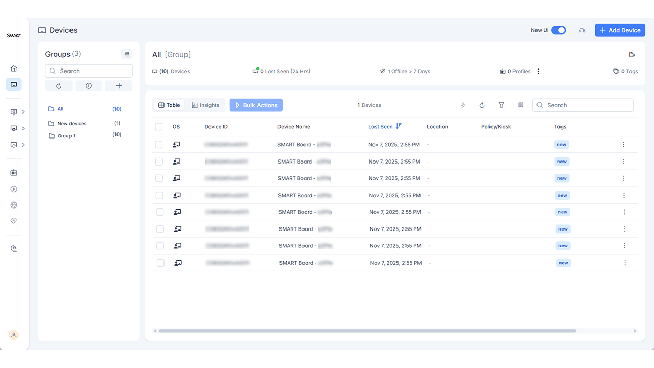Screen capture showcasing the updated user interface for SMART Remote Management