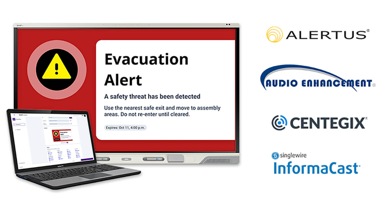 SMART Control alert on SMART Board with partner logos